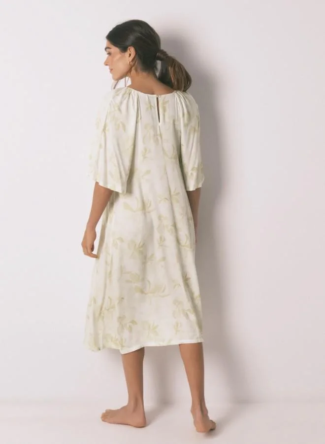 women'secret  Long printed nightgown with wide sleeves for Women | Best Price UAE